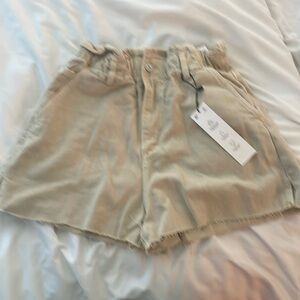Zara, cream high waisted soft jean material shorts